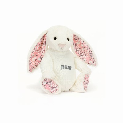 Jellycat Blossom Cherry Bunny with Cream Jumper USA | 53692IOHX